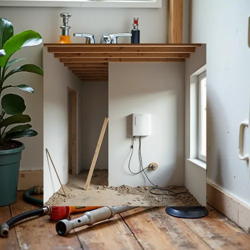 Commercial plumbing rough-in during a building renovation